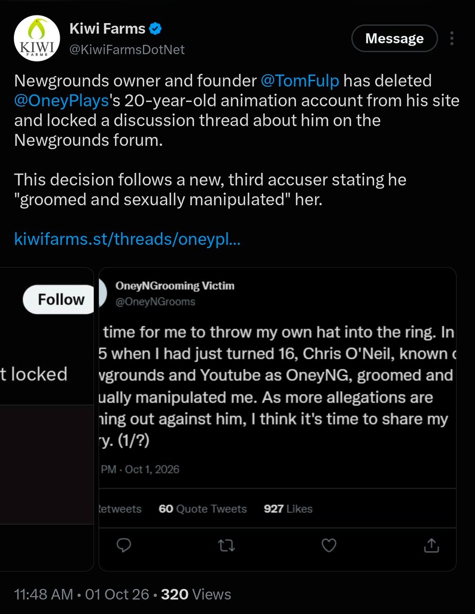 WubbaBubbaYT's tweet photo. Null (owner of kiwifarms) posted a tweet showing off new Oneyplays allegations that were clearly a shitpost. He is currently chimping out because he was too fucking retarded to actually look at the spoilered "evidence" (a clay guy chewing gum) https://t.co/2atN3076Ej