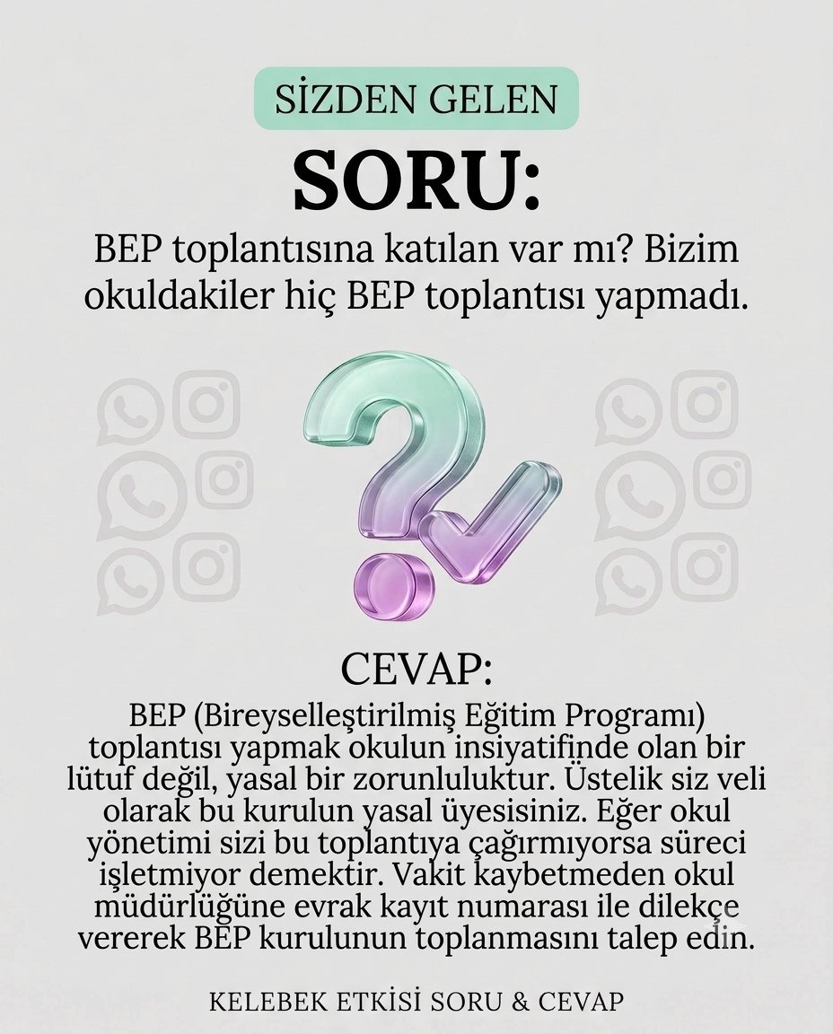 klbketkisigrubu's tweet photo. "Okul bizde BEP toplantısı yapmadı" diyenler dikkat! ⚠️ BEP toplantısı okulun lütfu değil, yasal zorunluluğudur. Üstelik siz veli olarak bu kurulun yasal üyesisiniz. Çağrılmıyorsanız evrak kayıt numaralı dilekçeyle okuldun hemen toplanmasını talep edin.
#ÖzelEğitim #BEP https://t.co/iAL2sahOAS