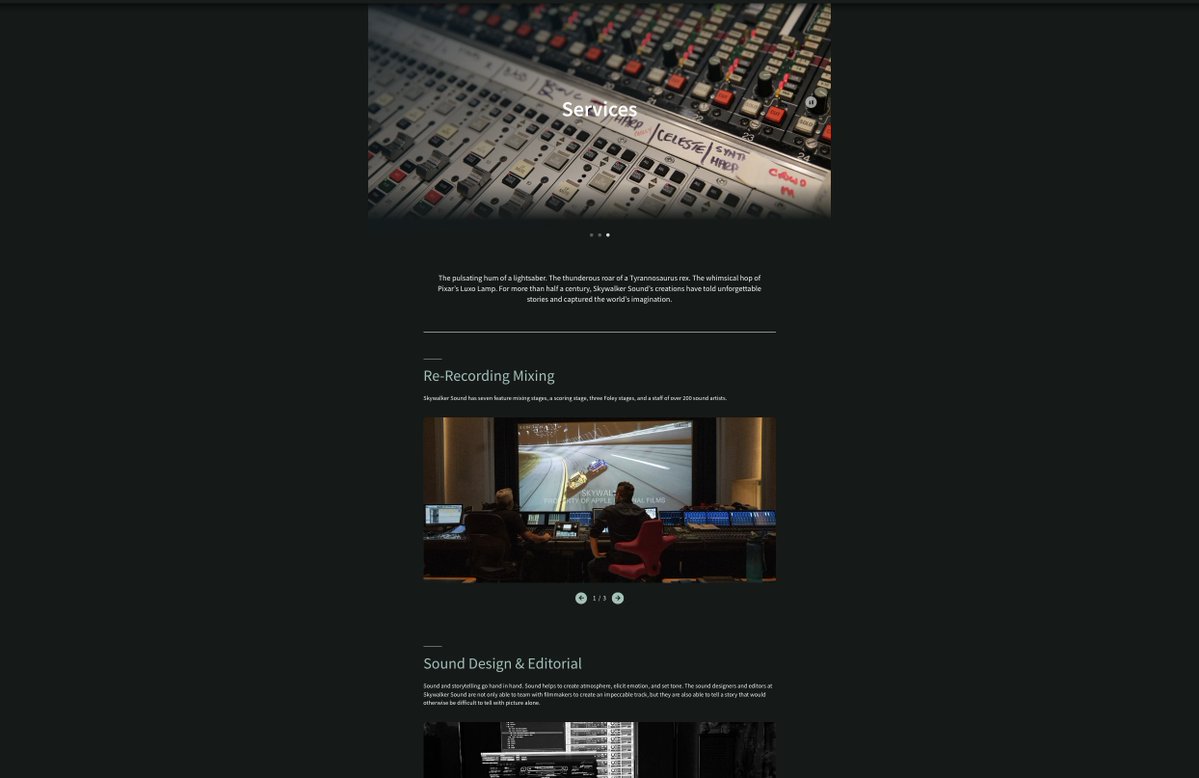 skywalkersound's tweet photo. After months of collaboration with our colleagues at Lucasfilm and Disney, we’re excited to unveil a brand-new design for our https://t.co/Ux9B0CVeTs website. The reimagined site allows you to learn more about our people, services, and continuing legacy of storytelling and innovation. Whether you wish to bring your project to Skywalker Sound, or simply learn more about our work, we’ll see you at https://t.co/Ux9B0CVeTs!