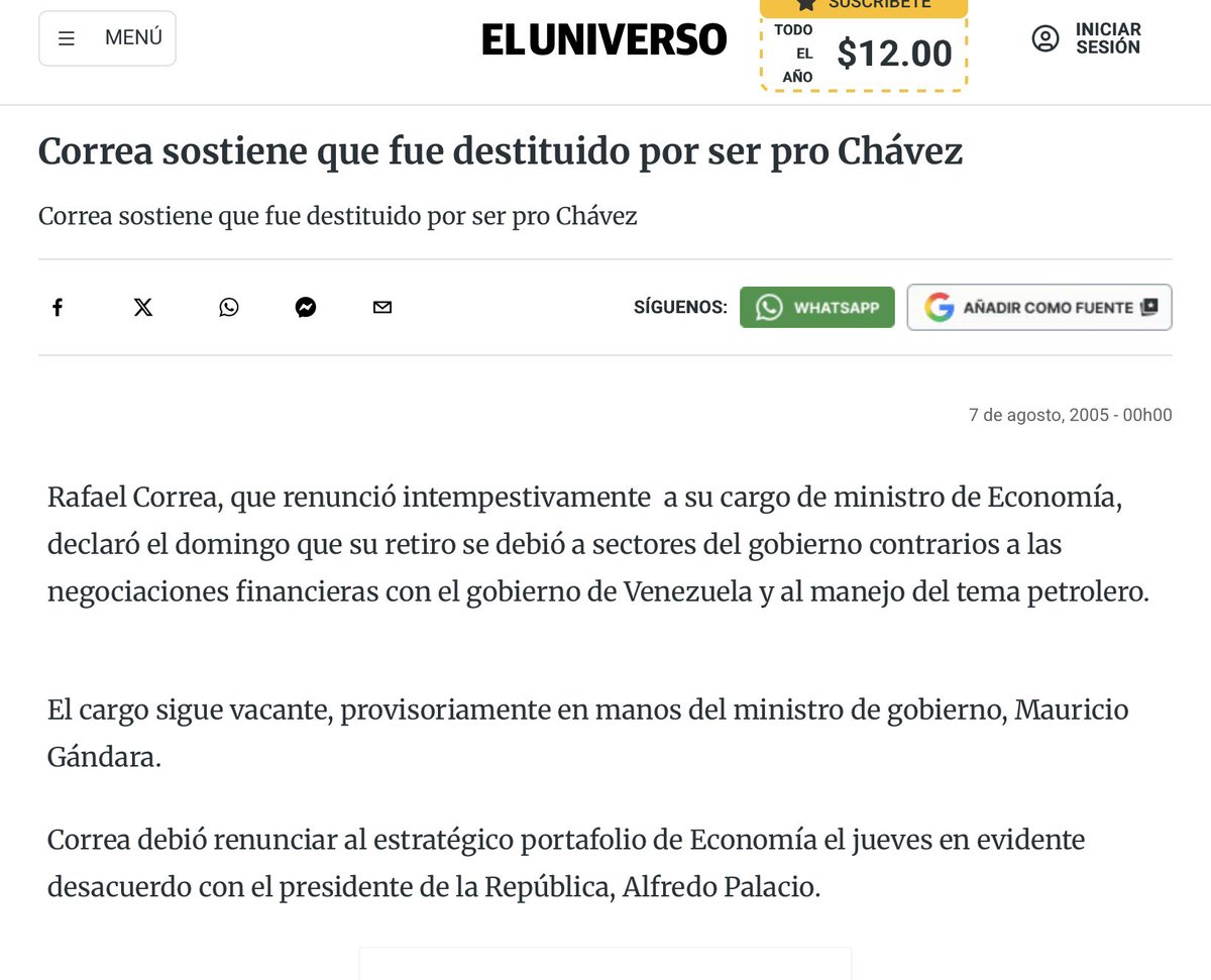 sentenciafinal's tweet photo. Año 2005
Ya @mashirafael TRABAJABA PARA #HugoChavez y por eso #AlfredoPalacios le pidió la renuncia al MINISTERIO DE ECONOMÍA.. https://t.co/ARIuUOPmDJ