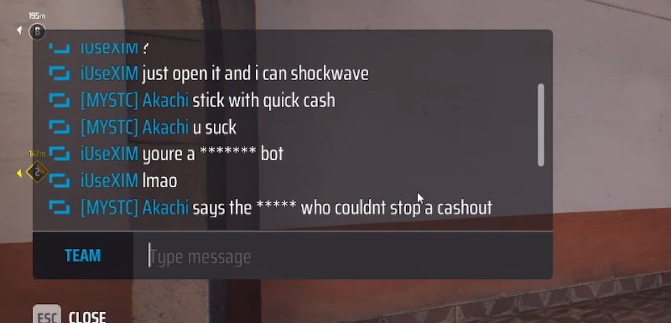 dsdinova's tweet photo. alt solo queueing reminds me how painful this game can be

guy is playing sledge, loses almost every close range 1v1, and runs in the open directly at a minigun and says that theres nothing he can do https://t.co/tTo48FMluh