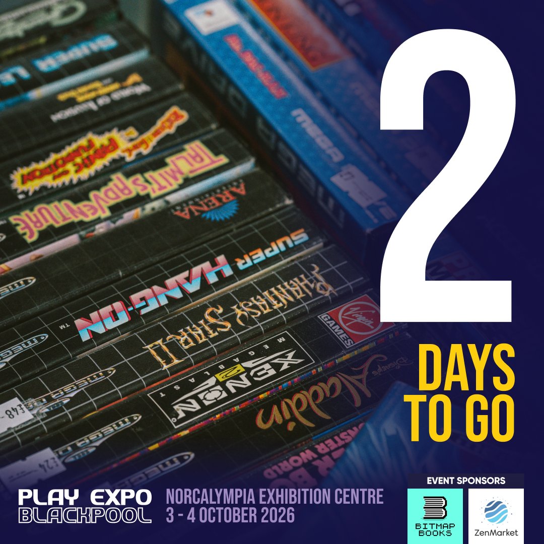 ReplayEvents's tweet photo. We’re getting VERY close now… just TWO DAYS until the doors of PLAY Expo Blackpool open to the public! 👀

And it’s not just about the games you can play whilst you're here - we’ve got brilliant guests and talks lined up too, with plenty of stories, nostalgia & gaming history across the weekend.

Plus tournaments, indie games, traders, and loads more to get stuck into!

See you in TWO DAYS! 🕹️🔥

Get tickets here 🎟 https://t.co/cRkcixneCp

Event Sponsors
@Bitmap_Books 📚 https://t.co/4GT9uNXVWN
@zenmarket_en 🗾 https://t.co/k5ab0MZnCy

#PLAYExpo #PLAYExpoBlackpool #PLAYExpoBlackpool26 #PXB26 #RetroGaming #RetroGames #Pinball #ArcadeGaming #GamingCommunity #BlackpoolWhatsOn #BlackpoolEvents #BlackpoolDayOut