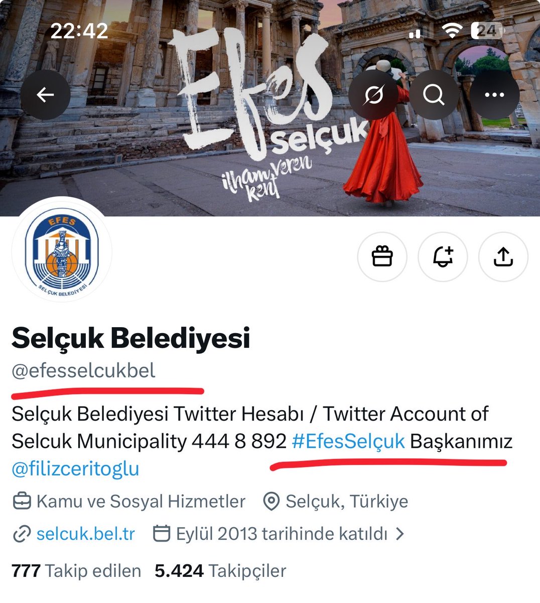 MustafaB49's tweet photo. İlçemiz, T.C. Selçuk Belediyesi diye geçer.

Türkiye’de Efes adında bir ilçe yok.
Efes antik şehri, ilçeye adını vermemiştir.

Israrla Selçuk’un önüne Efes’i koymak sonradan uydurulan kompleksli bir davranıştır.

İyi niyetli değildir, suç teşkil eder.
@TC_icisleri
@mustafaciftcitr
@filizceritoglu
