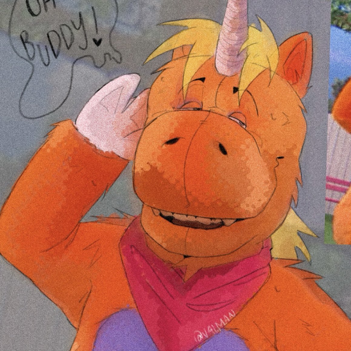 v4lman's tweet photo. Don’t trust a unicorn w an axe🧡🪓
#buddytheunicorn #buddy #buddy2026 https://t.co/Ok9GltxTl7