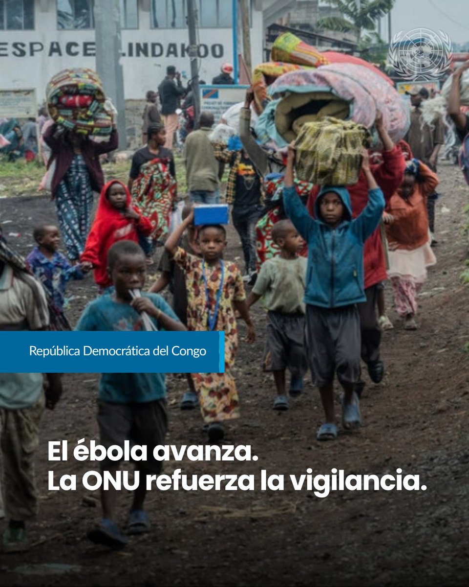 ONU_es's tweet photo. El ébola sigue expandiéndose en la República Democrática del Congo.

Ante el constante movimiento de personas, la OIM refuerza la vigilancia en fronteras, rutas de transporte, mercados, vías fluviales y lugares de desplazamiento para ayudar a frenar la transmisión. 

https://t.co/j2nDJmZuWV