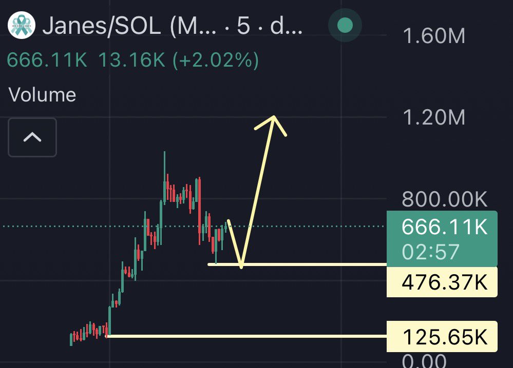 cryptonian701's tweet photo. $Janes is building a clean uptrend with higher highs and higher lows.

This current support could be the bounce that sends it back toward 1m mcap. https://t.co/Kw1Ysuua90