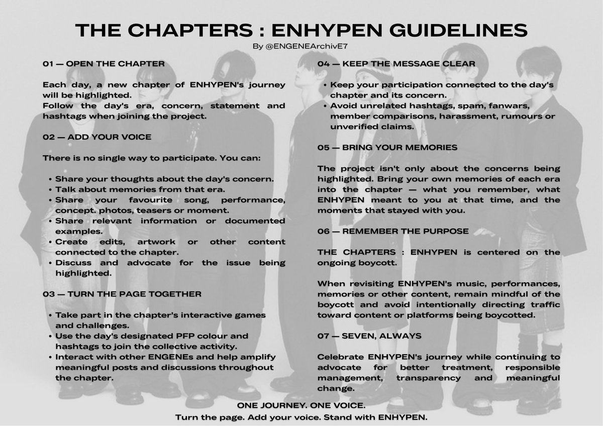 ENGENEArchivE7's tweet photo. THE CHAPTERS : ENHYPEN Guidelines! https://t.co/SFbXW3Gumm