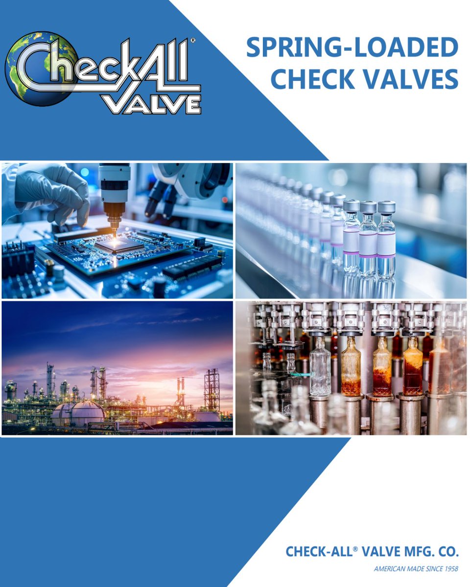 CheckAllValve's tweet photo. Check-All Valves are proudly made in the USA. From material selection to manufacturing and assembly, every valve is built with a focus on performance and consistency. 

https://t.co/4ukQFw4IDM

#Manufacturing #AmericanMade #MadeinUSA https://t.co/8tr8nkZkAz