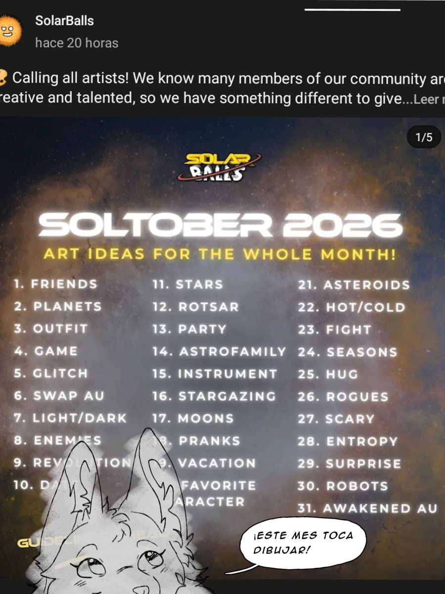 foxivd's tweet photo. Quería contarles que voy a participar en el Soltober, A ver qué sale de aquí jajaja. #solarballs #soltober2026 https://t.co/a6MCSlss86