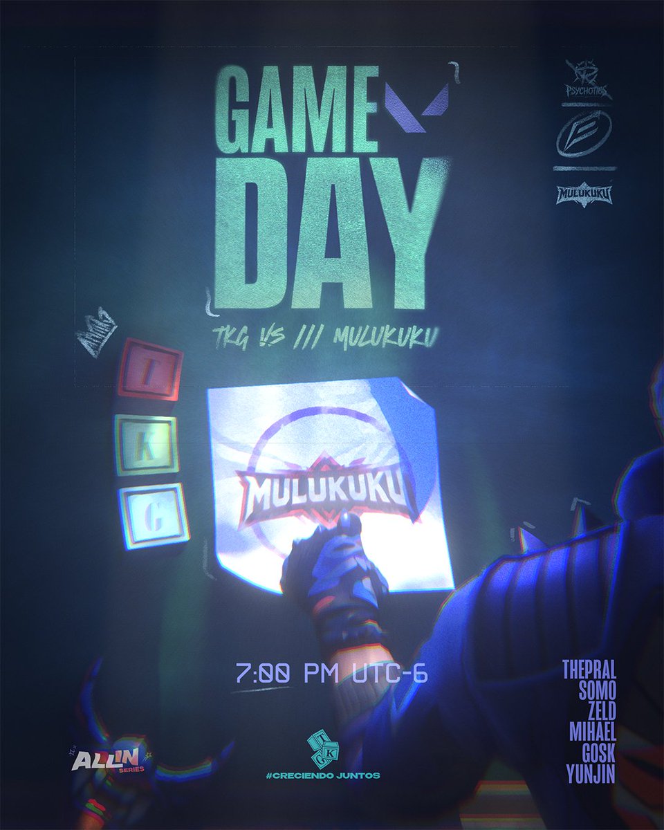 TotosKinder's tweet photo. 🎒 ¡SE ACABÓ LA HORA DE JUEGO! 🧸

Hoy TKG vuelven al salón para una nueva partida en la #ALLINSERIES, LLEGAMOS A PLAYOFFS. 🎮

📚 TKG vs MULUKUKU ESPORTS
🕖 7:00 PM UTC-6
🏆 ALL IN SERIES de @moonfly_es 

¿Quién se queda con la estrellita de hoy? ⭐
Atentos a los resultados… ¡que empiece la clase! 🔥

🎨Design by: @KayLechuga 
#valorant #tkg #valorantlatam #playoffs #CreciendoJuntos #TKGAMING