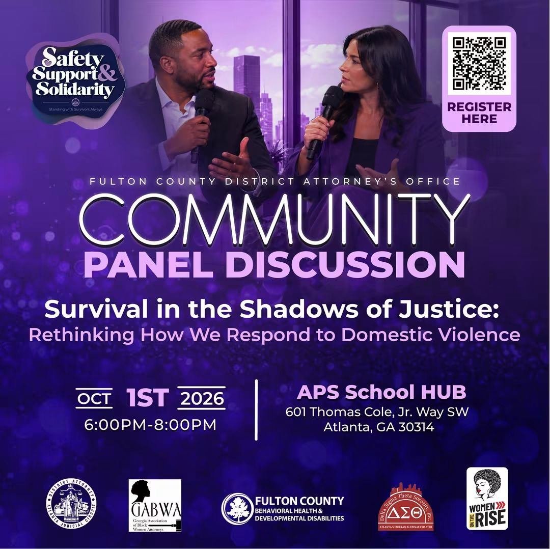 FaniforDA's tweet photo. Tonight from 6–8 PM, join us for a community conversation about the Survivor Justice Act, survivor protections, and access to justice.

📍 APS Student &amp; Family Support Hub
601 Thomas Cole Jr Way, SW
Atlanta, GA 30314

RSVP: https://t.co/sb9MIKqIHs

#SurvivorJustice #FultonCounty https://t.co/3MncrEUCEV