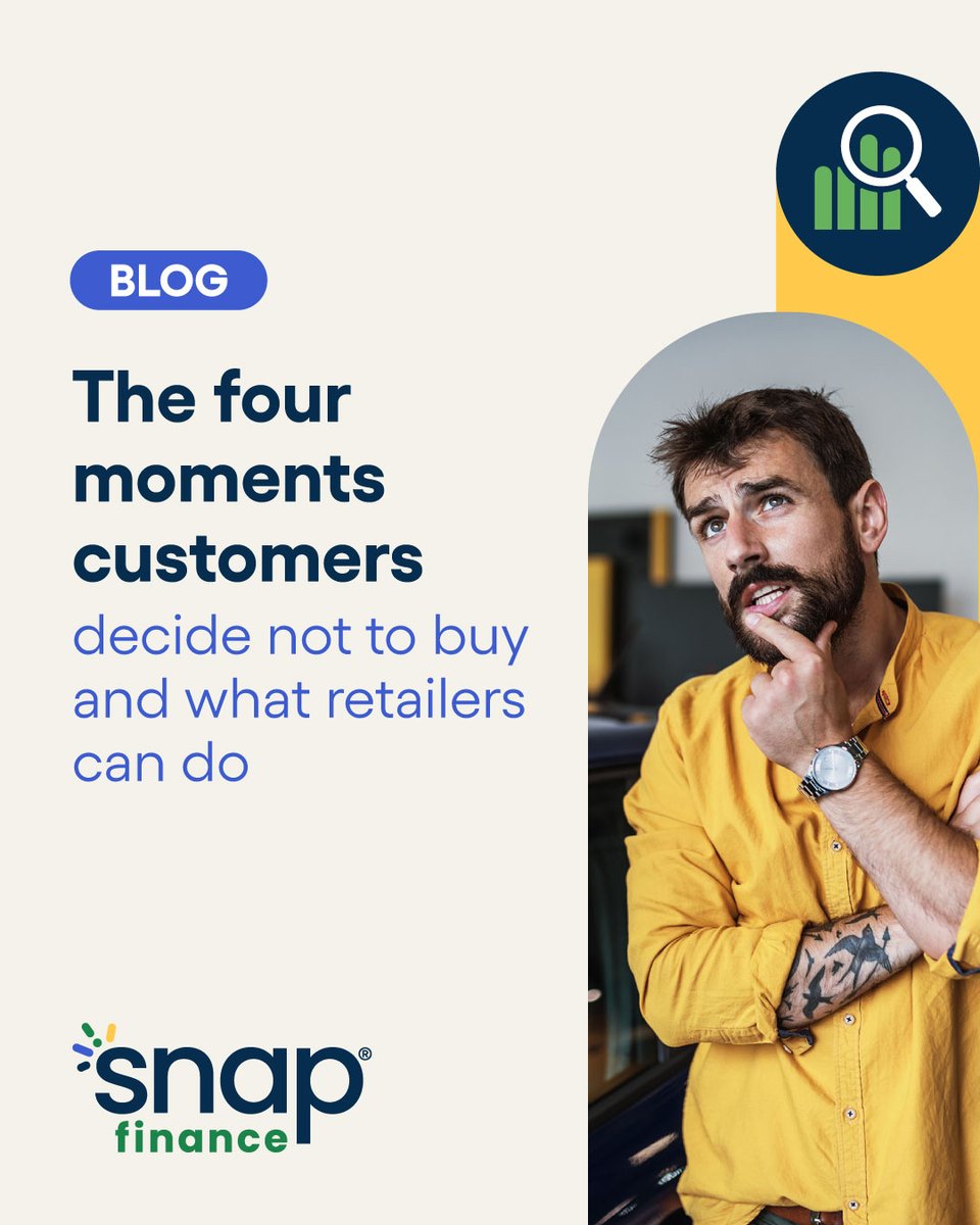 MySnapFinance's tweet photo. Many sales can be lost long before checkout. 🛒

Learn the four key moments when customers decide not to buy and how to turn hesitation into conversion: https://t.co/VPv6pDAprb https://t.co/dWleEdOJxr