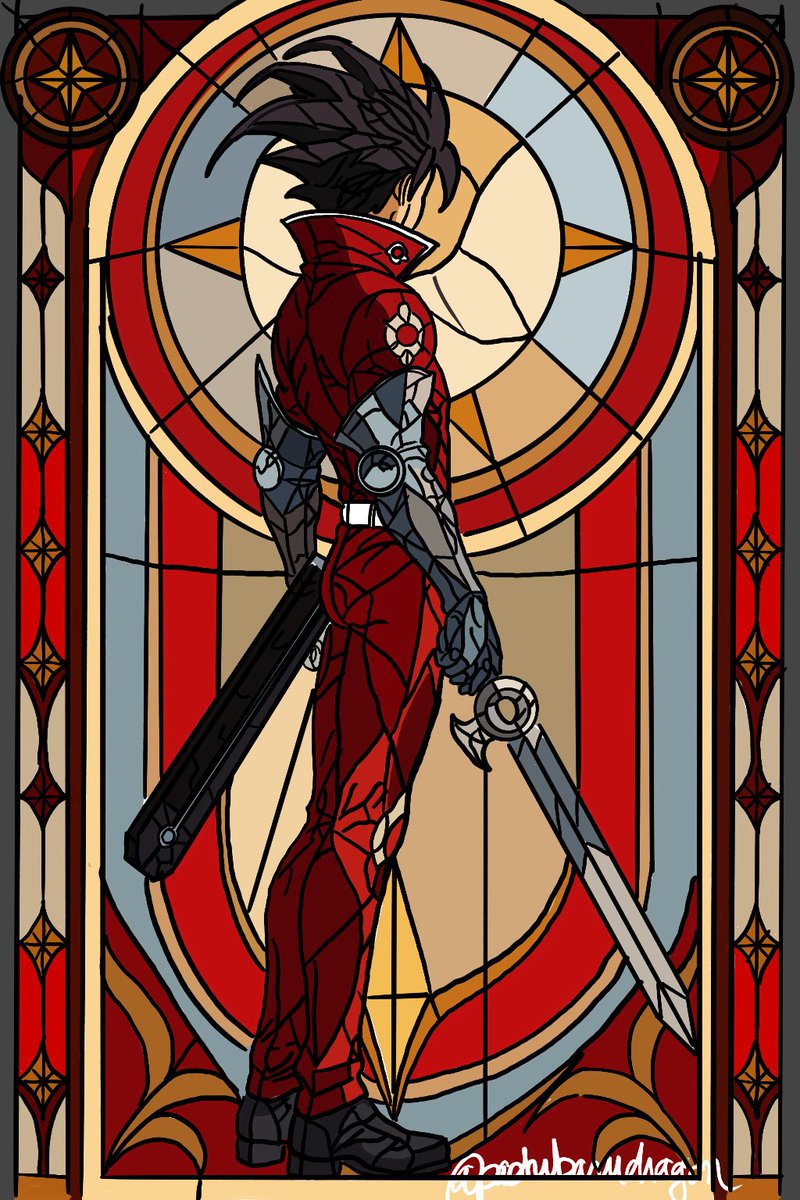 pashibarudragon's tweet photo. Stained glass Zeldris 🖤❤️ https://t.co/5hglkQD5Ag