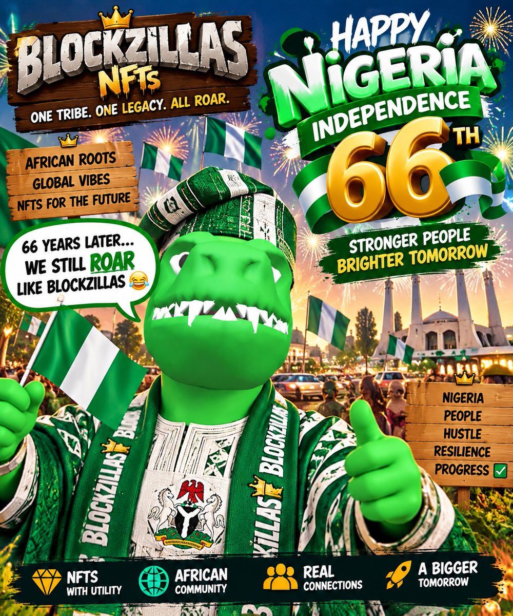 Yube_1's tweet photo. 🇳🇬 Nigeria @ 66! 😂
66 years of democracy and Nigerians are still saying:

Next election, things will change.
 😭😂

Meanwhile, the economy is doing hide & seek, electricity is playing now you see me, now you don’t, and fuel prices are doing crypto-style volatility.

 📈📉🤣

But somehow, every year we still shout: “Nigeria will be great!” 🇳🇬❤️

Happy 66th Independence
 Nigeria! 🎉🇳🇬

May the next chapter bring more progress, opportunities, and reasons to smile. 🙏🏾✨

@BlockZillasNFTs