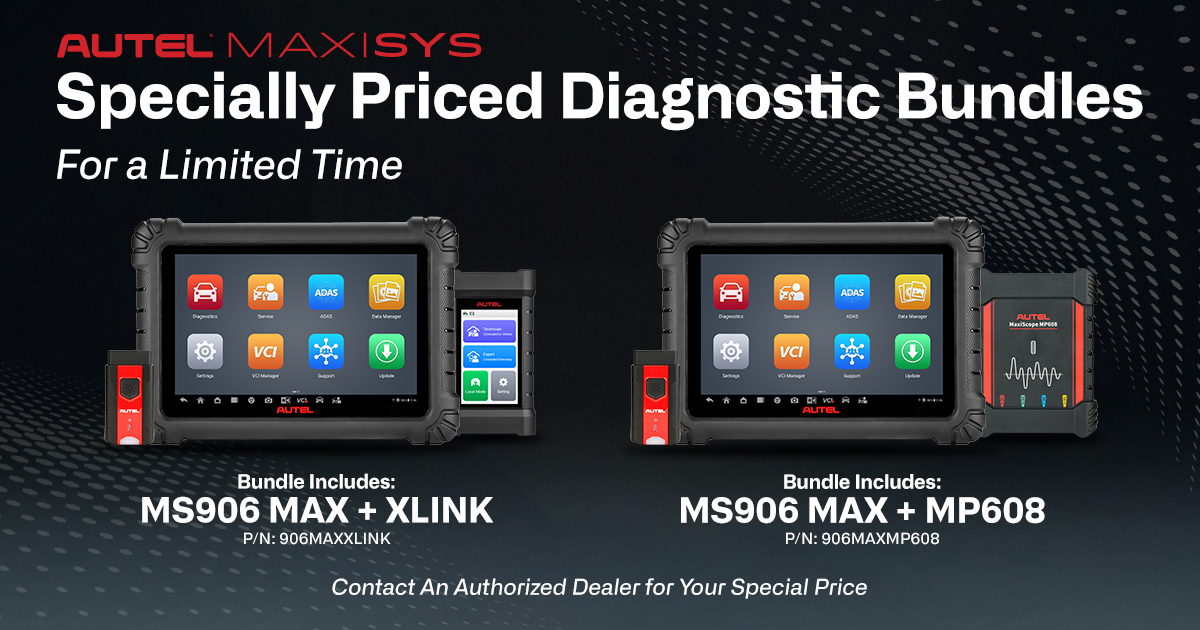 AutelTools's tweet photo. Upgrade your diagnostic capabilities with limited-time MS906 MAX bundles, available October 1 through December 31, 2026.

Pair the powerful MS906 MAX diagnostic tablet with the XLINK for enhanced vehicle communication and module programming, or bundle it with the MP608 4-channel oscilloscope for precise waveform capture, advanced triggering, and in-depth electrical diagnostics.

A bundle option to expand what your shop can do. Contact an authorized dealer for your special price today.

Explore the bundles: https://t.co/kjfw7uWRoy