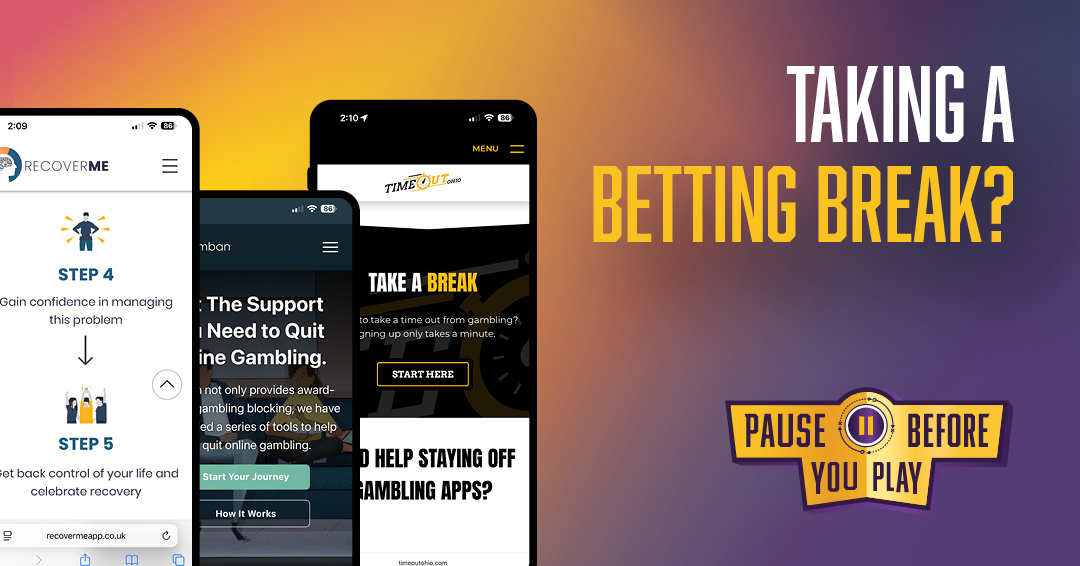 PBYP_OH's tweet photo. Considering a break from #betting or #gambling? Check out Time Out Ohio! This program helps Ohioans take a break through voluntary bans from Ohio’s casinos, racinos, and sports gaming for a duration of your choice. Or, you can check out @gambanapp , GamFin, and @recovermeapp1 for no-cost gambling management resources. Tap the link to learn more: https://t.co/7bTZjQrdrT

#PauseBeforeYouPlay #TimeOutOhio #ResponsibleGambling