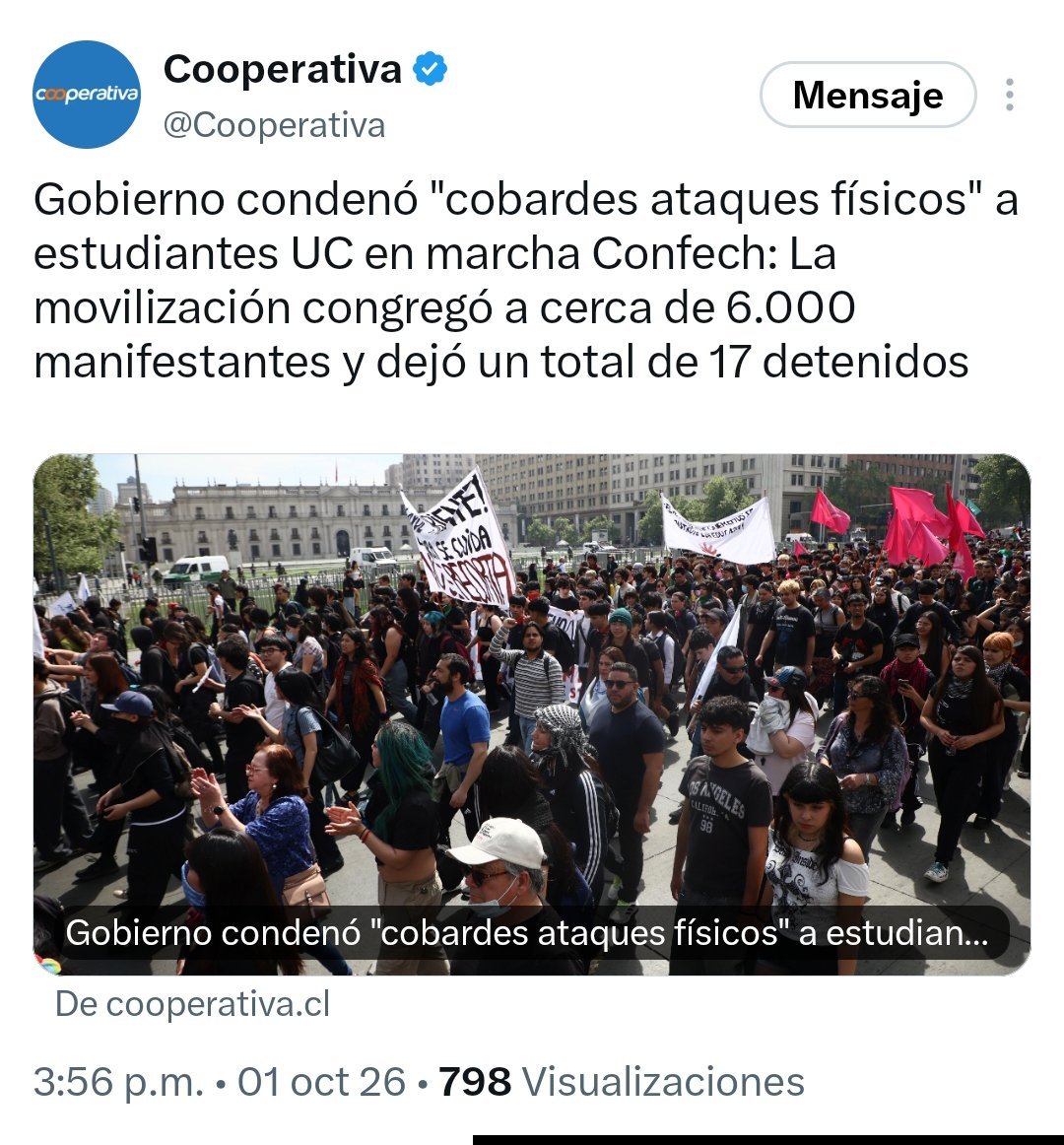 DRESTRUM__Pl's tweet photo. 🔴 FRACASO TOTAL: sólo asistieron 6 mil personas a "la gran marcha" de la Confech y la CUT.
Los zurdos perdieron la capacidad de movilizar. Era lo único que les quedaba por perder. https://t.co/uBwD1C0qd1