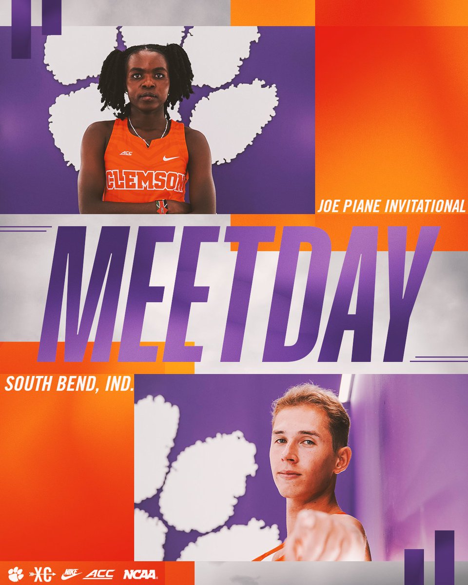 ClemsonTrackXC's tweet photo. 🐾 Clemson at Joe Piane Invitational
🗓️  Date: Oct. 2, 2026
⏰ Time: 10:00 a.m. ET (Women’s 5K) &amp; 10:40 a.m. ET (Men’s 8K)
📍 Venue: Burke Golf Course | South Bend, Ind.
📊 Live Results: PrimeTime Timing
📙 TFRRSXC Pages: Clemson Women | Clemson Men
🐯 Rosters: Clemson https://t.co/JzK6ZxV2t6