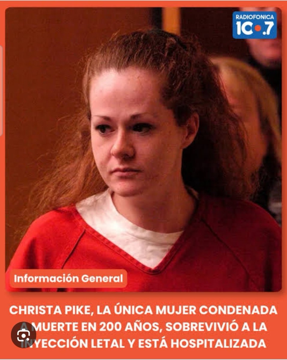 Mej_ia's tweet photo. Ojo justicia.
Christa Pike, cumplió su pena, al ser conenada a muerte por inyección letal,  se le aplicaron dos inyecciones y sobrevivió.
De tal manera, Ella cumpló la pena y si la justicia es ciega, debe ser liberada, sin importar las condiciones de la inyección letal. https://t.co/z8RjLpJbaz