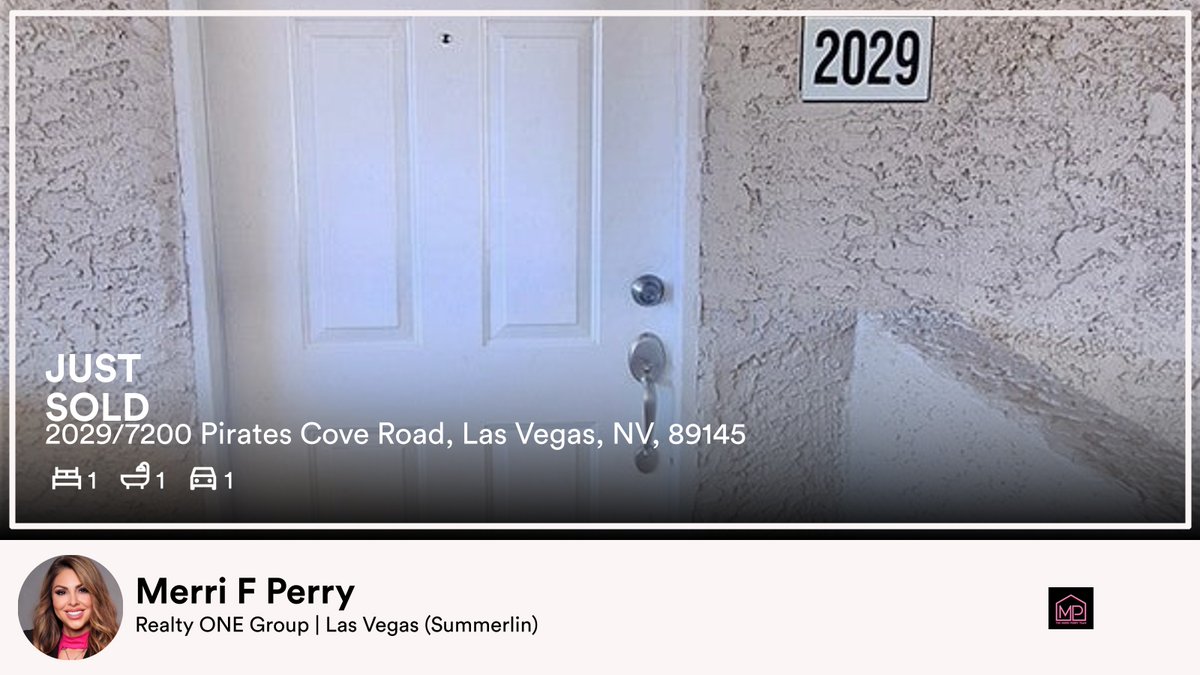 MerriPerry's tweet photo. 🛌 1 🛀 1 🚘 1
📍 2029/7200 Pirates Cove Road, Las Vegas, NV, 89145

My latest sale on RateMyAgent.
Realestate 23128
https://t.co/RUsIbaHJE0

...
#ratemyagent #realestate https://t.co/cRDapLsvhG