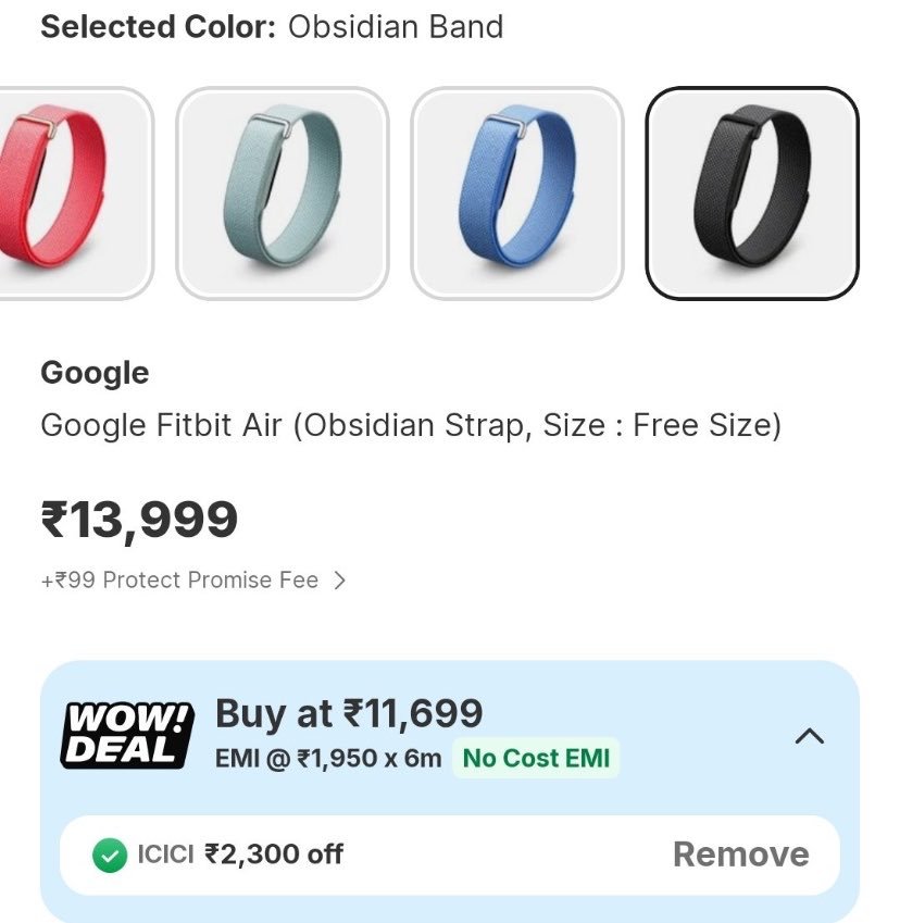 mvvr1423's tweet photo. Just Launched 🔥

Google Fitbit Air is now available on Flipkart!

📌Flat ₹2,300 OFF with ICICI Credit Cards.
https://t.co/Z8SHI2V0sO https://t.co/VtR6MbdMUC