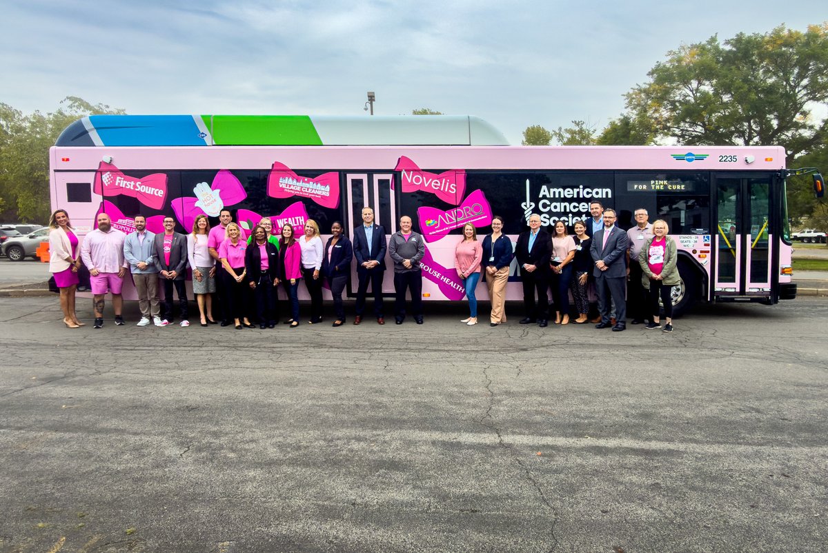 GoCentroBus's tweet photo. It’s Breast Cancer Awareness Month, which means it’s time for Centro’s 3rd annual Pink Bus Unveiling! Breast cancer touches lives in every community, and we hope this bus serves as a reminder to prioritize screenings, support those in treatment, and continue the fight against breast cancer. 🚍💗

We’re proud to partner with @CrouseHealth, @LamarTransitAd, and fellow Men Wear Pink Ambassadors alongside @AmericanCancer. Thank you to our sponsors for supporting this important cause!

Keep an eye out for the pink bus throughout October!

If you feel inspired, donate to the Men Wear Pink Campaign https://t.co/GCg2lUl6uZ

#PinkIsOnTheMove #BreastCancerAwareness #MenWearPink #StrongerTogether #PinkForACause