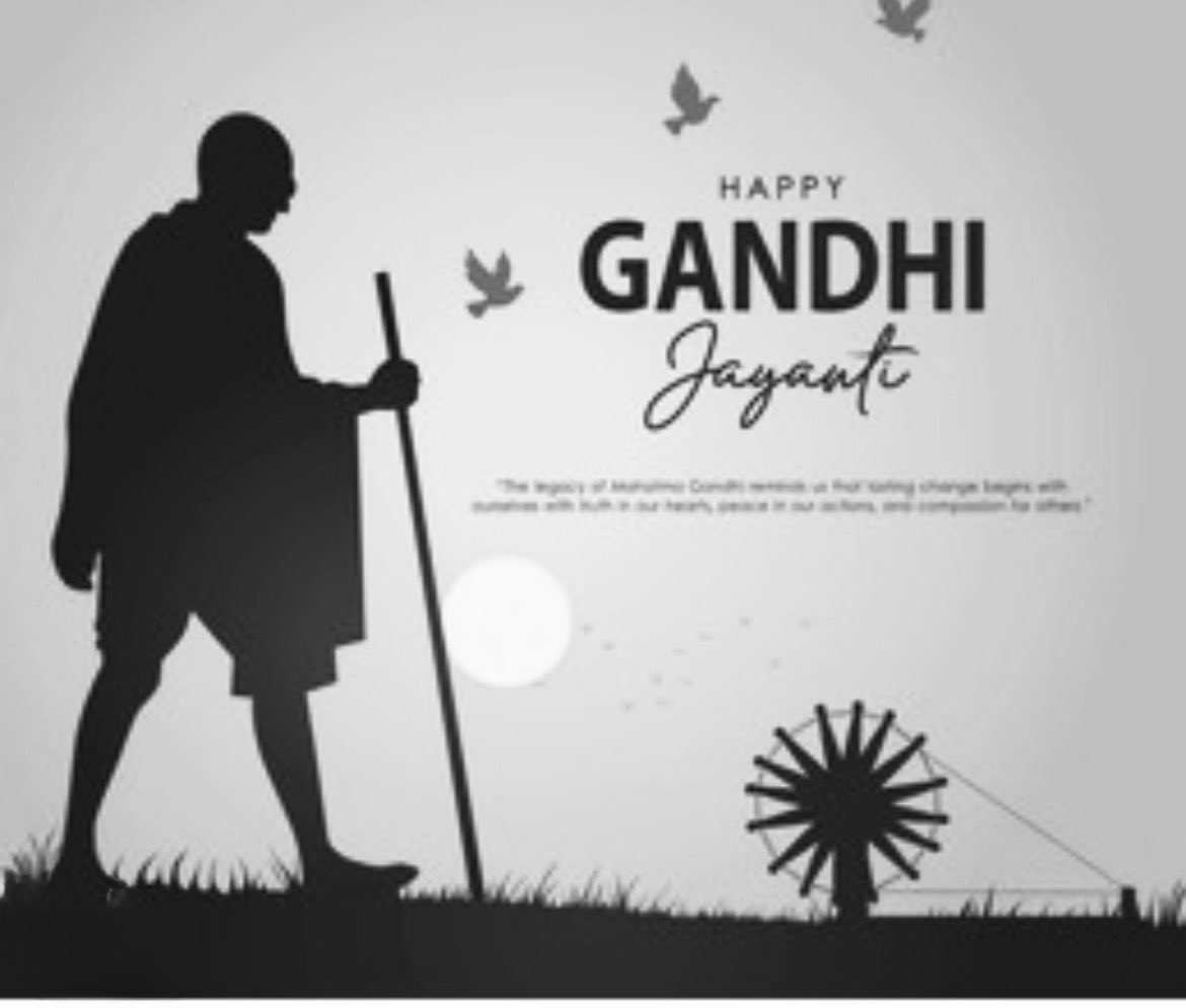 bkvdindia's tweet photo. Gandhi Jayanti is a national holiday in India, celebrated annually on 2nd October to honour the birth day of Mahatma Gandhi, one of the key leaders of the Indian independence movementand a pioneer of the philosophy and strategy of nonviolence. It is one of the three national holidays in India. In 2007, the United Nations General Assemblydeclared this day as the International Day of Non-Violence.Referred to as the "National Father" by Subhas Chandra Bose, Gandhi's principles of nonviolent resistance played a crucial role in India's successful struggle for independence from British colonial rule. Jai Bharat .