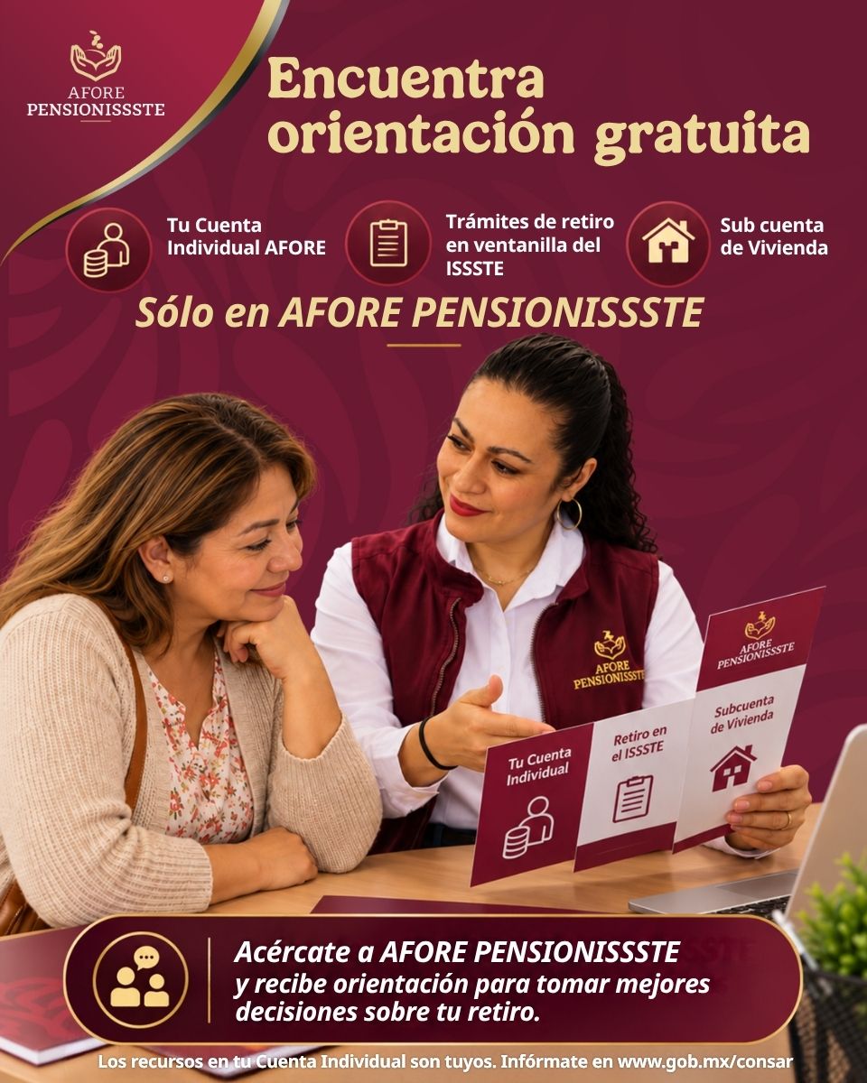 PENSIONISSSTE_'s tweet photo. 😔¿Cansado de dar tantas vueltas para resolver tus dudas sobre tu retiro?

En AFORE @PENSIONISSSTE_  te hacemos la vida más fácil. 

Cuéntanos qué tema, duda o pregunta tienes sobre tu Cuenta Individual, ahorro para el retiro, trámites o servicios y con gusto te orientamos.

📍 Visítanos en nuestros Centros de Atención al Público.
Estamos para escucharte, orientarte y ayudarte a entender mejor tu retiro.

👉 Consulta aquí nuestras direcciones:
https://t.co/zEgDEKdR7n