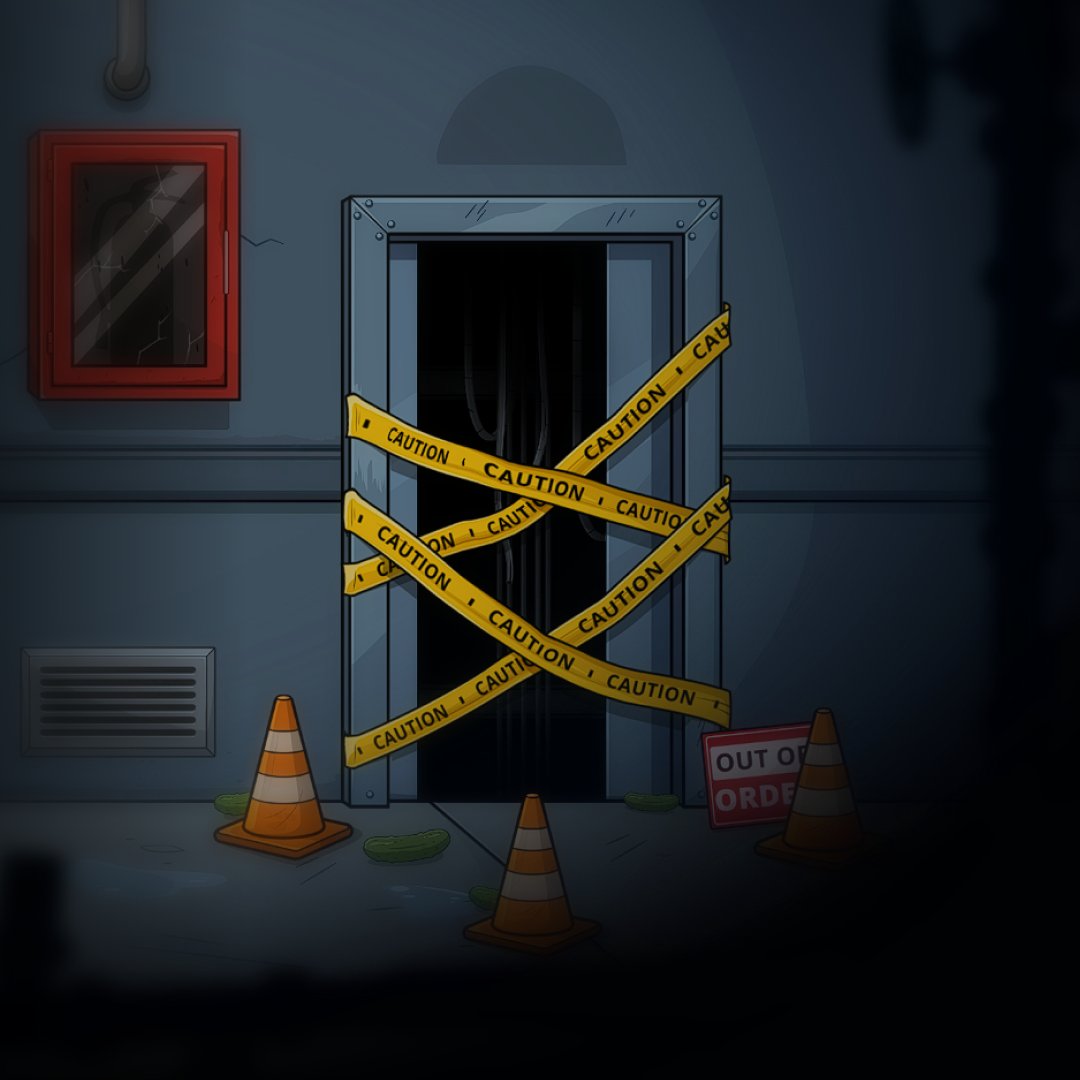 FomiesNFT's tweet photo. The elevator is currently under construction.

Please keep away.

The Department cannot afford another incident. https://t.co/yfxkpzdGUG