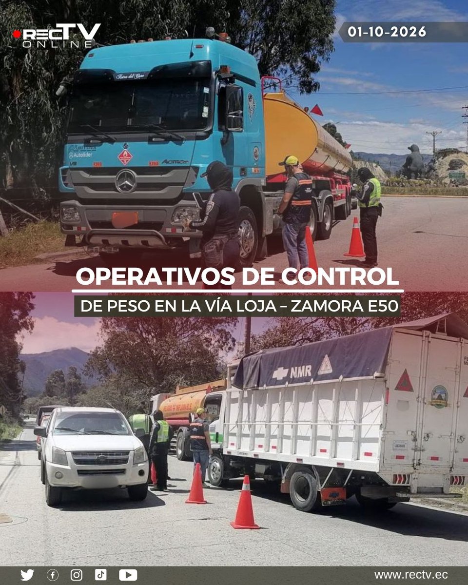 RecTVonline's tweet photo. #RecTv | Operativos de control de pesos y dimensiones se desarrollaron en la vía #Loja – Zamora, E50, como parte de las acciones de la Unidad de Pesos y Dimensiones de la Dirección Distrital del MIT. https://t.co/eduwVTQrGW