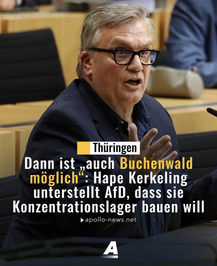 AugusteCalami's tweet photo. #Krakeling sagt, dass bei einer Partei, die mit dem Slogan "Alles ist möglich" antritt, auch "Buchenwald möglich" sei.
Er hat wohl die CDU gemeint, oder? https://t.co/v3j0Yh5s99