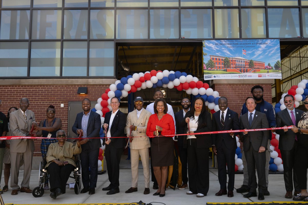 MayorBowser's tweet photo. There is no bigger priority than making sure DC residents from all eight wards can be a part of the prosperity that we are building in this city.

Since launching, the DC Infrastructure Academy has helped thousands of DC residents gain skills, find jobs, and build careers that support their families.

Today, we celebrated the final stage of the $74 million renovation at the historic Spingarn—where we can expand opportunities and build on that momentum.