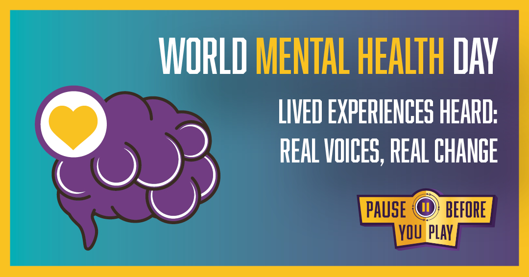 PBYP_OH's tweet photo. Today is World Mental Health Day, and this year, the focus is on elevating the voices of people with lived experience of mental health conditions to shape policies and services. Gambling disorders are one of those very impactful conditions that millions experience across the world. Please watch the stories of Steve, Marilyn, Josh, and Cindy, who have experienced a gambling disorder and how they began their recovery journey.

Hear the stories: https://t.co/9zfEaRslXs

#PauseBeforeYouPlay #MentalHealthIsHealth #WorldMentalHealthDay