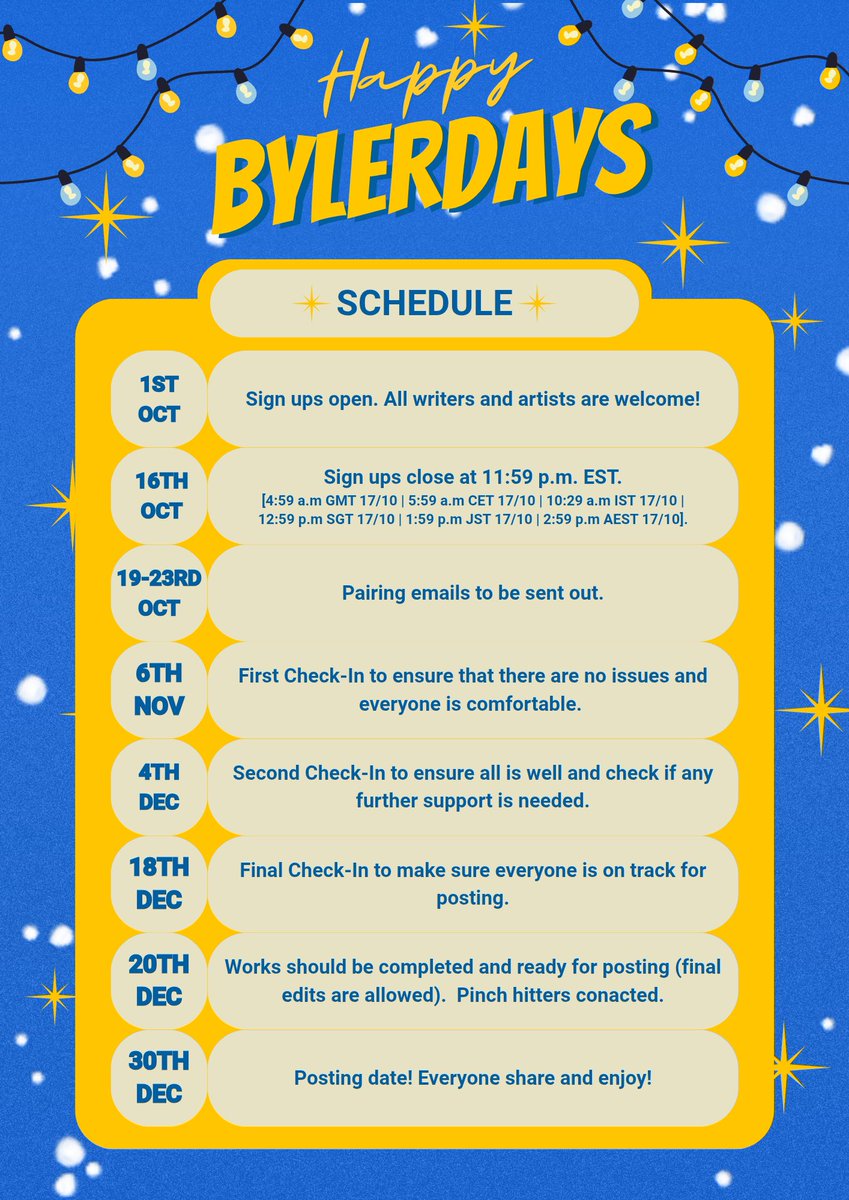 HappyBylerdays's tweet photo. 🎅🏻Ho Ho Ho Bylers!
So excited to announce our Happy Bylerdays Secret Santa! 

This will be a winter/holiday themed gift exchange open to writers &amp; artists!

Details are below for sign-ups as well as schedule, rules &amp; requirements!

https://t.co/jVhz1AYDJt https://t.co/H8nHhRha7y