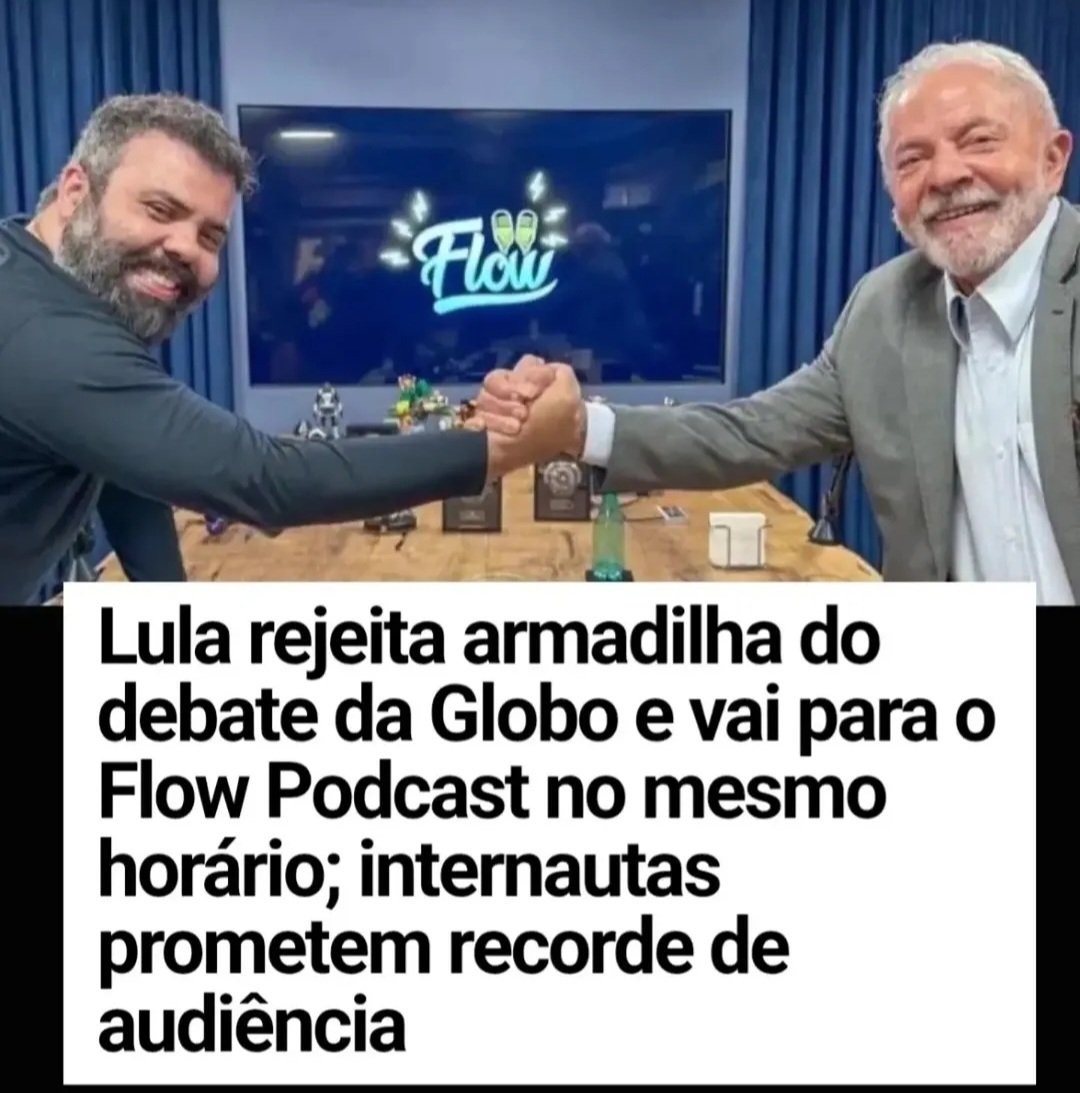 Rejaneaandreia's tweet photo. 🚨🚨🚨 ATENÇÃO!
Hoje, quinta-feira, às 20:45 hs.

🇧🇷 LULA NO FLOW
📺 GLOBO? DESLIGA.
✊ GOLPE NUNCA MAIS!

🔥@lula

#LulaPresidente #BoraComLula https://t.co/eeMlnO96x0