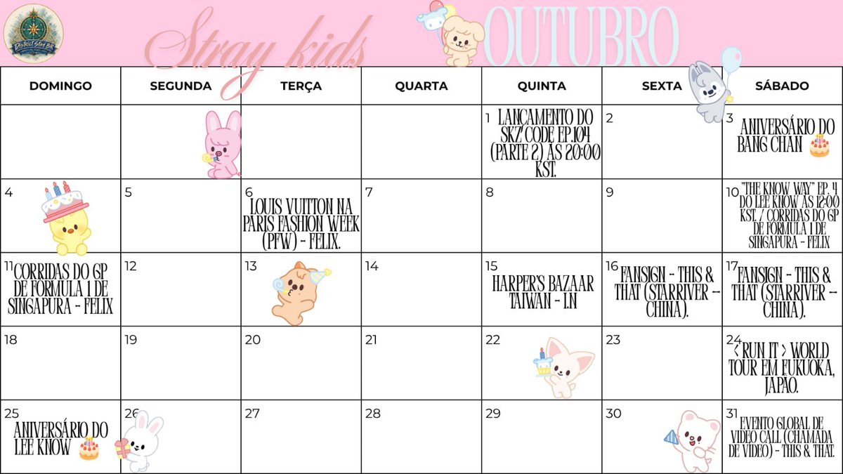 DistrictStayBr's tweet photo. Outubro chegou e o calendário já avisou:
🐺 aniversário do Chan
🐰 aniversário do Lee Know
E eu aqui tentando descobrir como uma pessoa sobrevive a um mês desses sem surtar. 🤡😭

STAY, boa sorte pra nós. 😂🫡

#StrayKids #BangChan #LeeKnow
#STAY https://t.co/obQ3nxgP0Y