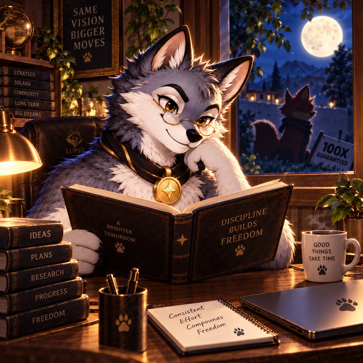 LupioWorld's tweet photo. Someone is still outside the window selling “100X guaranteed.”
Lupio closed the curtains and went back to work.
Research. Patience. Discipline.
And one date circled in gold: October 4.
No shortcuts. Just the pack. https://t.co/mIG6l0ReoR