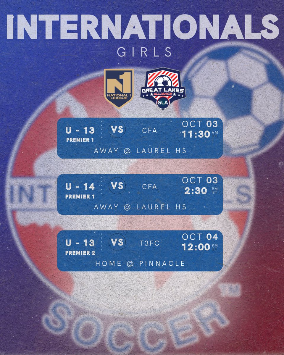 ISCgirls's tweet photo. Here’s what’s ahead for ISC’s ECNL, ECNL-RL, and N1L programs this weekend 👀‼️

#AllForOneOneForAll #ISC50 https://t.co/T7yfTFJwmY