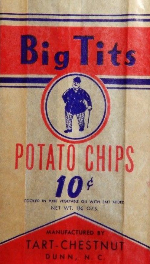 PulpLibrarian's tweet photo. Titus Tart, co-owner of the Tart-Chestnut Co in Dunn, North Carolina, pictured on the potato chips that carry his unusual nickname (circa early 1930s). https://t.co/p0wStAbeiC