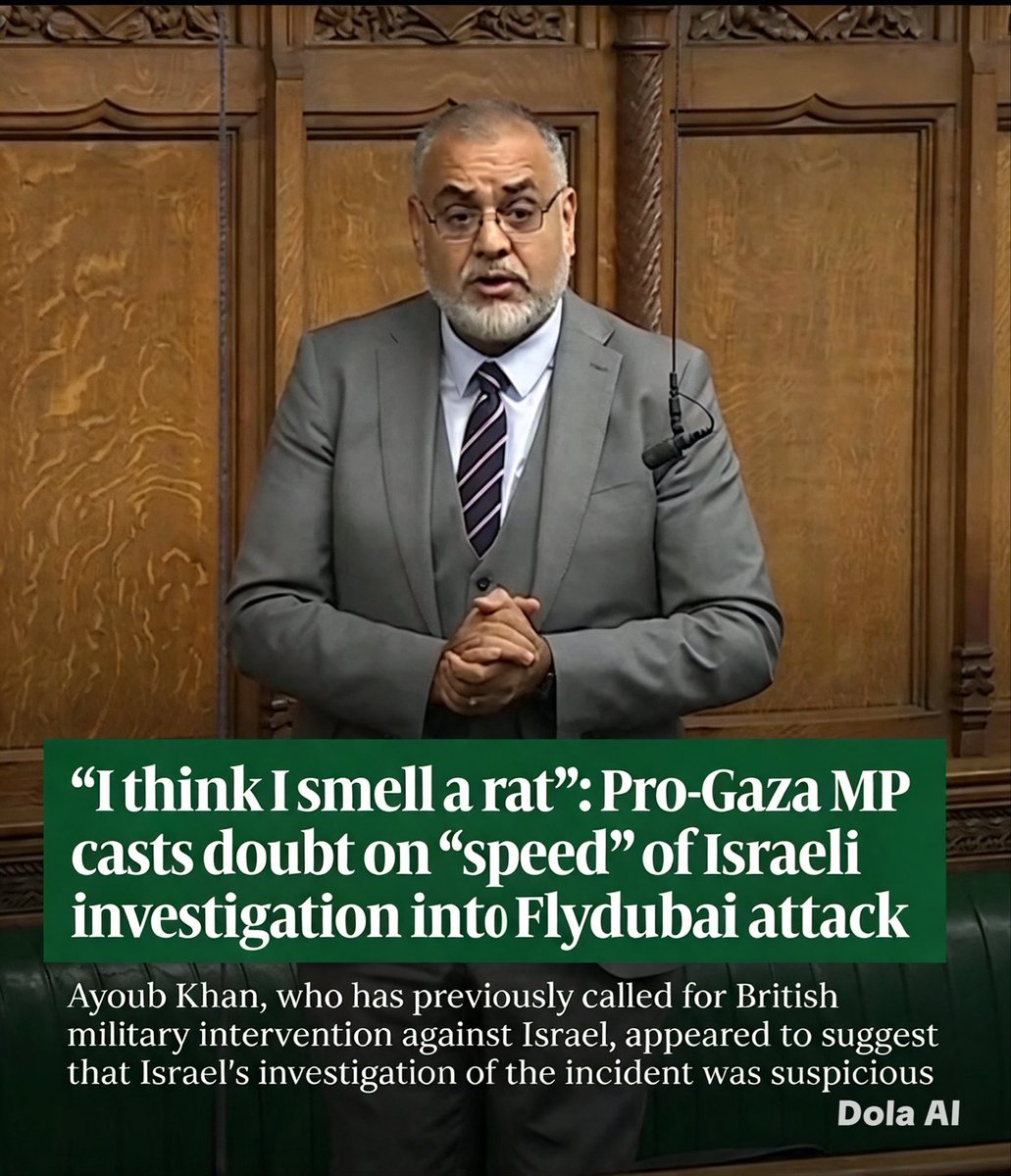 MattCas04807118's tweet photo. If you hate Jews this much then being a British MP shouldn’t be your job imo, this person needs to concentrate on emptying bins and less on Israel or his love of is funding Pakistani airports!😡😡

A British MP has seemingly expressed suspicion at the speed of the investigation into the Flydubai cockpit stabbing, which Israeli officials have labelled “an attempted jihadist terror attack”.

Ayoub Khan, who represents Birmingham Perry Barr as an independent, said he was “shocked” by how quickly Israel established what occurred on the Tel Aviv-bound flight.

Sharing a BBC article outlining the events on X, Khan, who has previously called for British military intervention against Israel, wrote: 

“I am genuinely shocked as to the speed of this enquiry by the Israeli spokespeople!!! 

"Normally it takes them months, if not years. I think I smell a rat!”