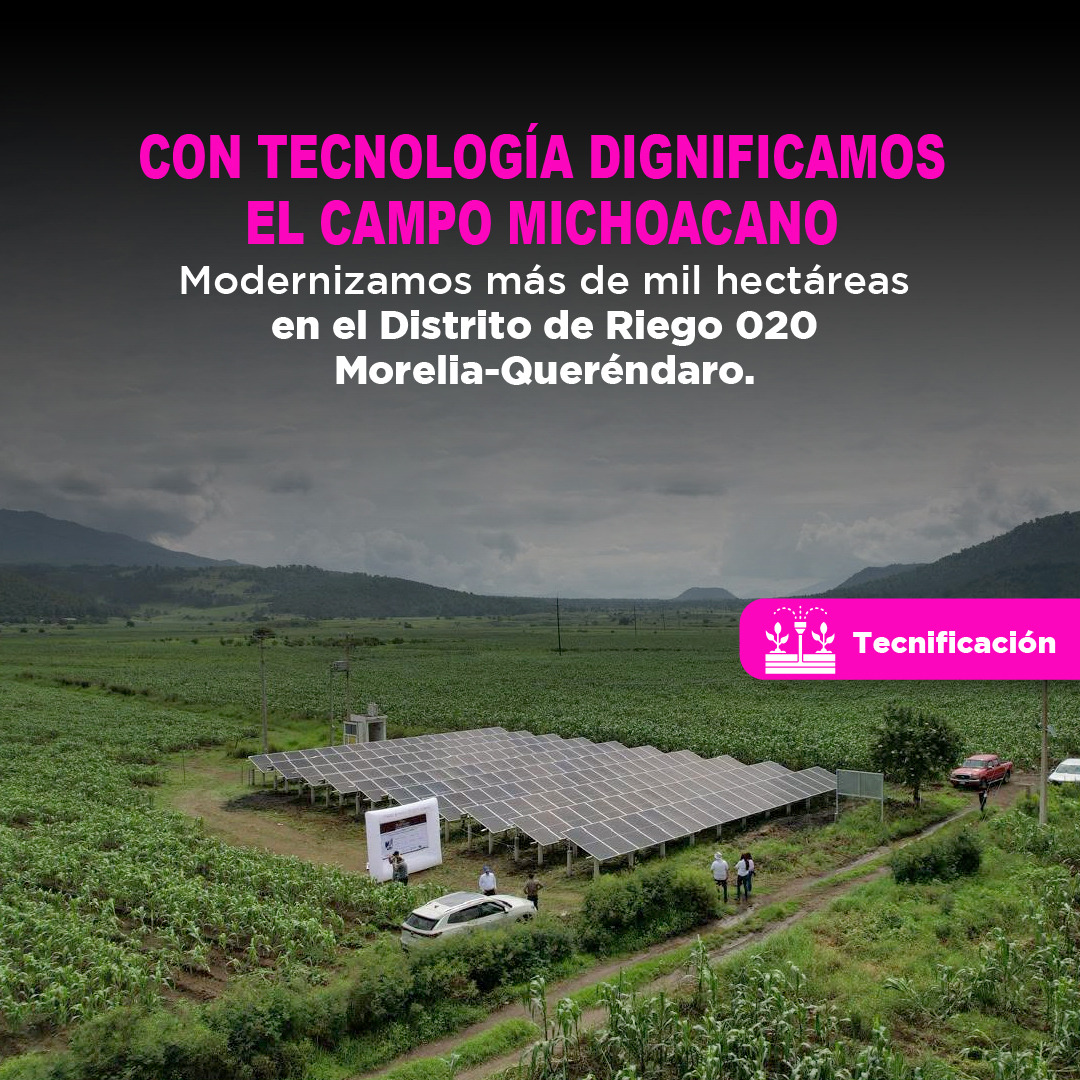conagua_mx's tweet photo. 🌾 Más eficiencia en el riego, más oportunidades para el campo.

A través del #ProgramaNacionalDeTecnificación, el @GobiernoMX  moderniza el Distrito de Riego 020 Morelia-Queréndaro.

La tecnificación permite aprovechar mejor el agua, reducir pérdidas y fortalecer la producción de alimentos en beneficio de las y los productores de Michoacán.