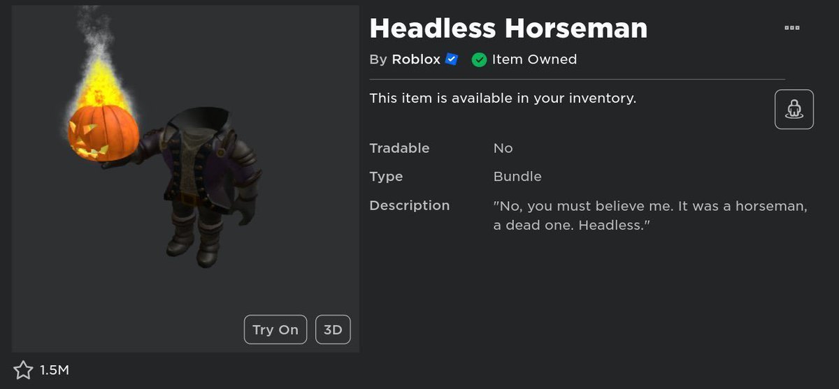 ronnoc1236's tweet photo. ✨MASSIVE✨3 HEADLESS HORSEMAN GIVEAWAY! 

Follow + Retweet and Comment roblox username to enter. 

Ends October 16th! #headlesshorseman #giveaway #roblox https://t.co/fMfqz5vsp5