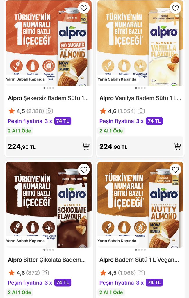 Ucuzabull34's tweet photo. Alpro Badem Sütü  2 Al 1 Öde Kaçmaz Kampanya Hepsiburada da (reklam değildir) #hepsiburada #indirim #kampanya                                             

 https://t.co/B4YmZpACvK https://t.co/qkC7aUcjgm
