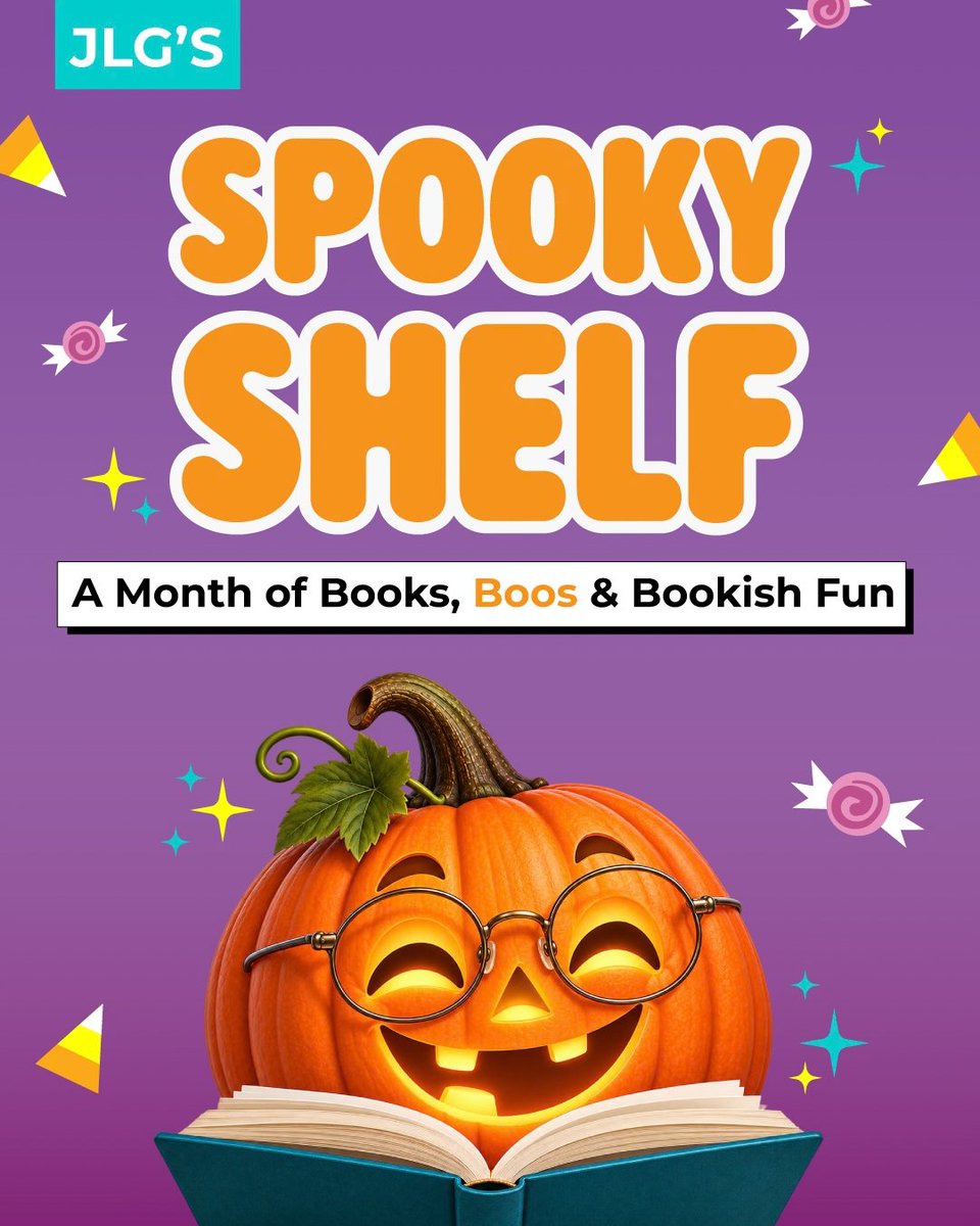 JrLibraryGuild's tweet photo. Spooky season is here, and so is Spooky Shelf! We'll be bringing seasonal fun with author interviews, a special read-aloud, activities, downloadable resources, and JLG Gold Standard Selections perfect for the season. 👻 

🎃 Find everything here: https://t.co/F3zrpx1LIQ https://t.co/laoeukD5nZ
