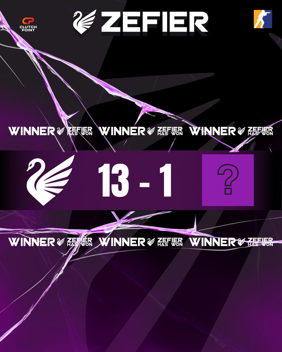 Team_Zefier's tweet photo. VICTORY! | #CS2

We take Mirage 13-1 and get 1st W in ClutchPoint Season II.

📊Swiss | 1-0

#TeamZefier🦢 https://t.co/hY1cHq33KW