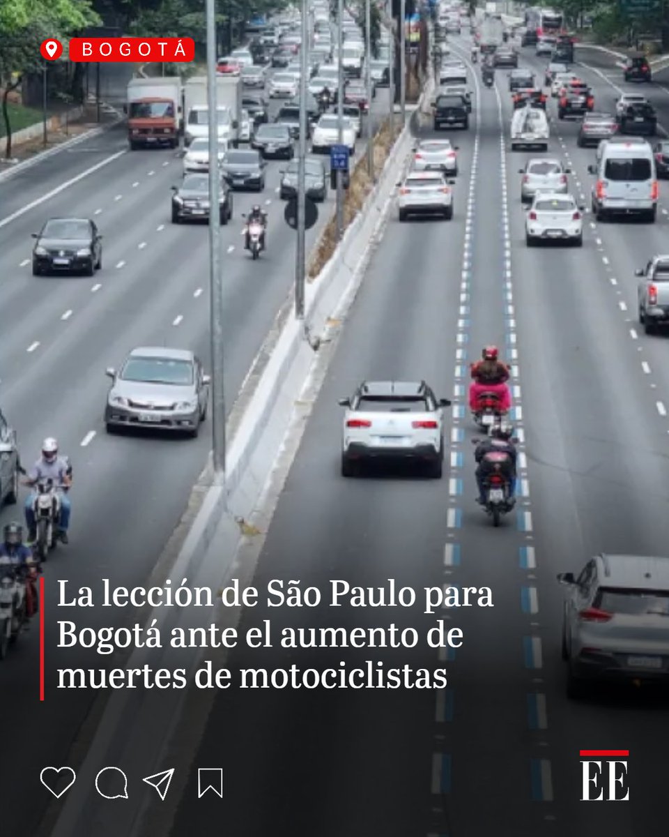 elespectador's tweet photo. Un estudio sobre más de 200 kilómetros de carriles preferenciales para motos en São Paulo encontró un resultado inesperado: aumentaron las velocidades y los siniestros fatales en intersecciones. La experiencia abre preguntas para Bogotá, donde los motociclistas concentran buena parte de las muertes en las vías y 2026 volvió a encender las alarmas.

👉https://t.co/w5VnbA4nts