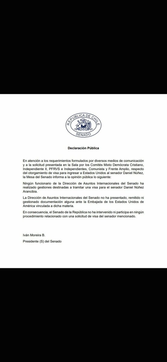 Gloriapatriota1's tweet photo. @patriciolagom La nota emitida por el @Senado_Chile deja claro que el Senador Nuñez ha #Mentido https://t.co/Z2gliV5AbL