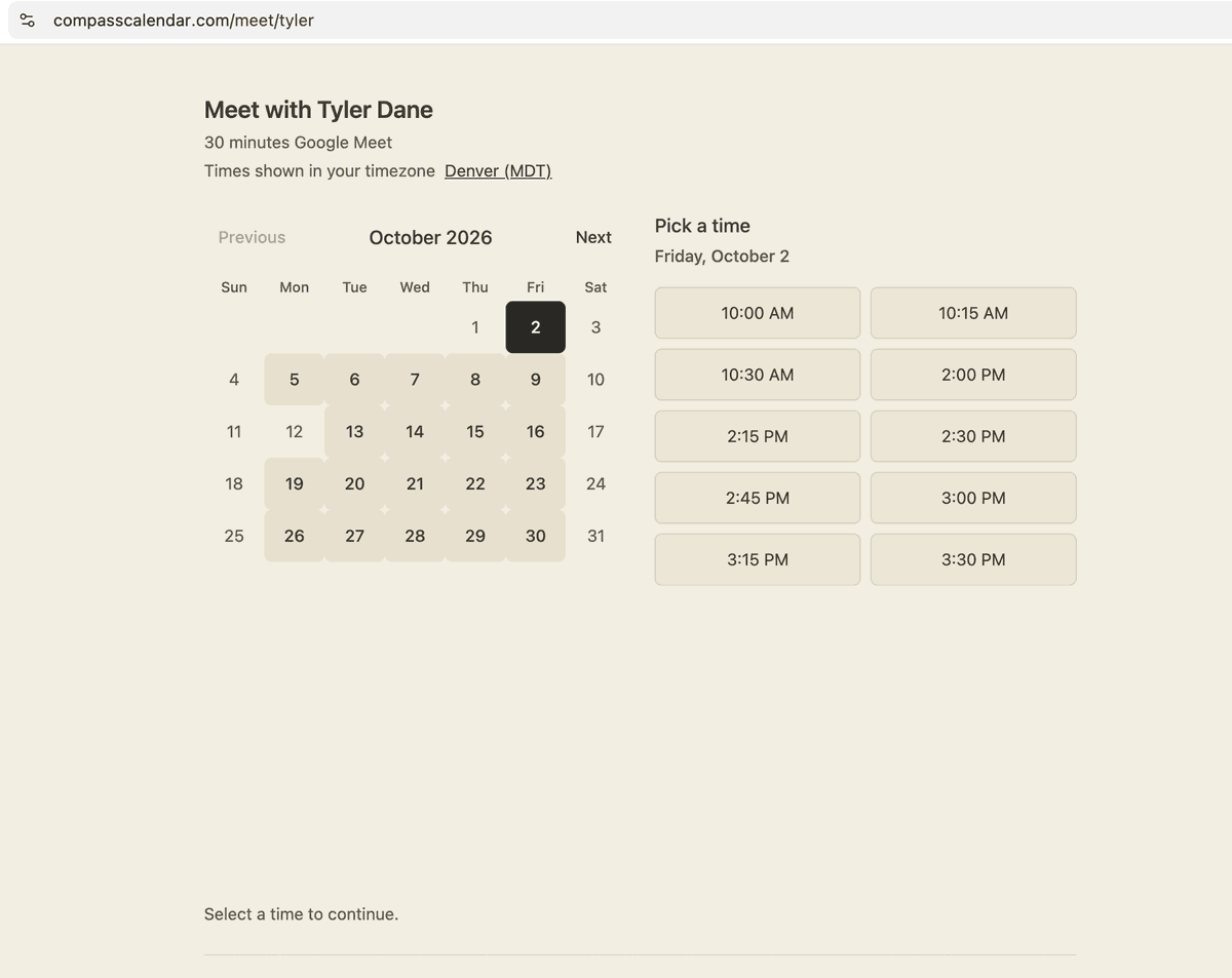 CompassCalendar's tweet photo. We added simple meeting pages. https://t.co/mHlQPSh4yM