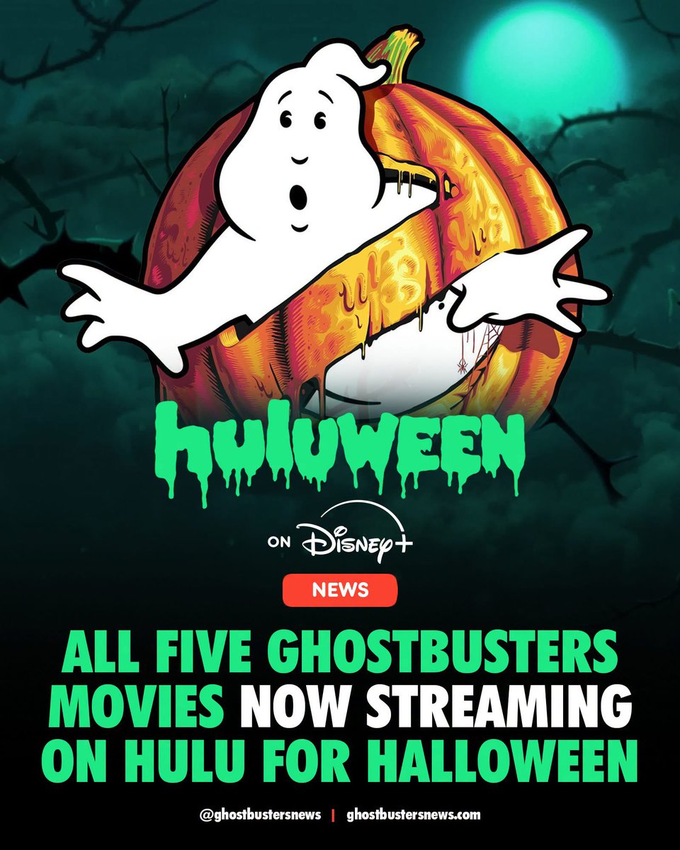 GBNewsdotcom's tweet photo. All Five Ghostbusters Movies Now Streaming on Hulu for Halloween: https://t.co/6j2iLoXz7Y https://t.co/mfdrAvn6Gx