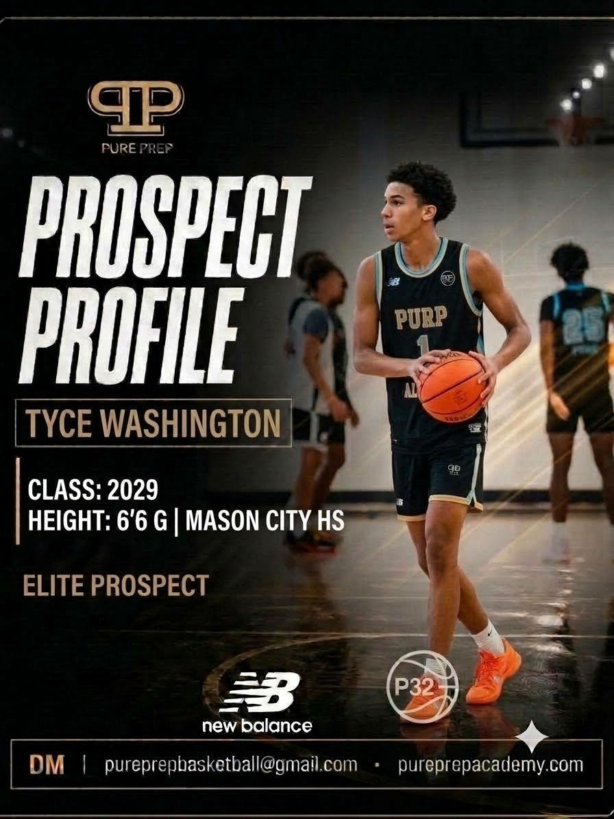 PurePrepHoops's tweet photo. 2029 6'6 Tyce Washington is D1 prospect with feature skills.  Will have great season for Mason City and neext summer in the @p32league #prepculture @TyceW2397 https://t.co/Pw4GE9yF8q
